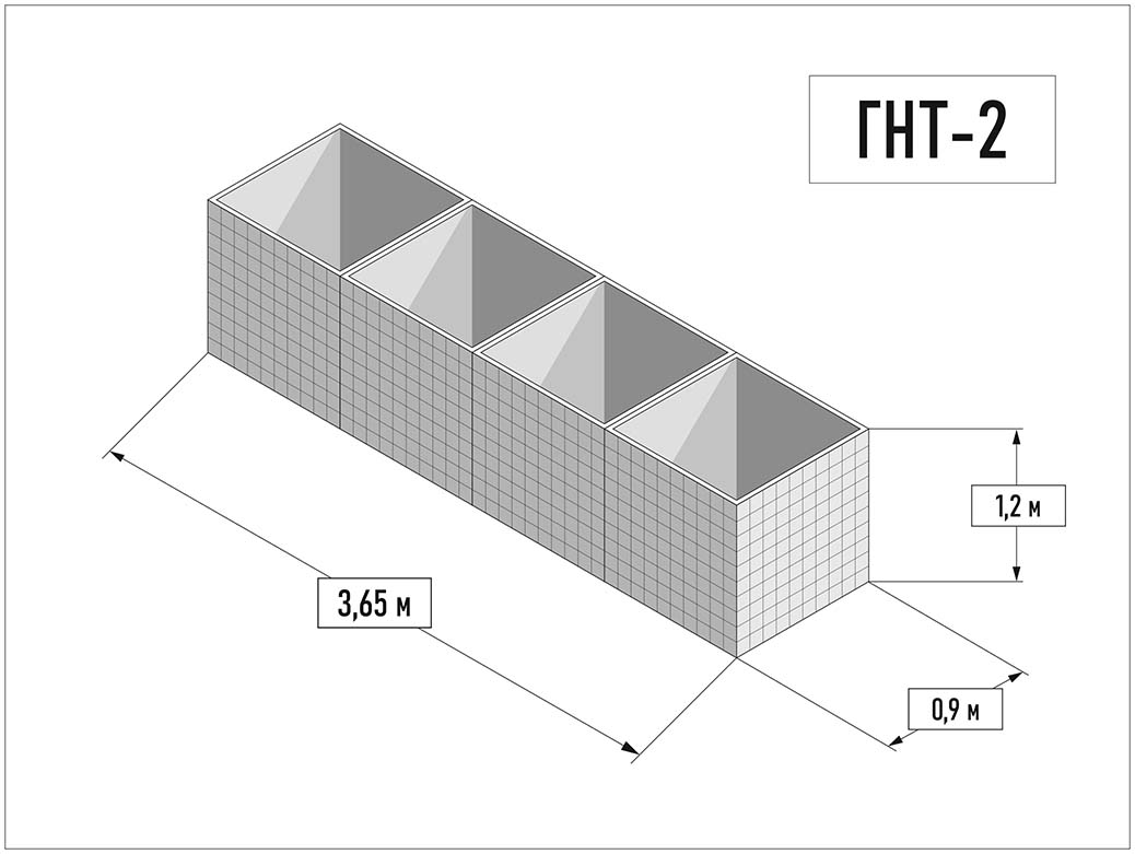 Габион механизированного заполнения ГНТ-2 - конструкция и размеры